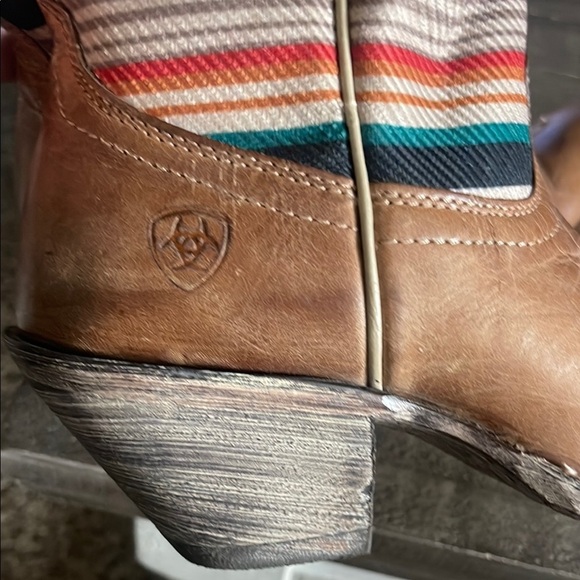 Ariat Brown Cowboy Boot with Colorful Accent Pattern - Picture 5 of 12